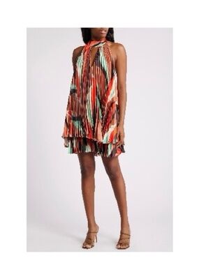 Hutch Carlena Pleated Satin Halter Romper